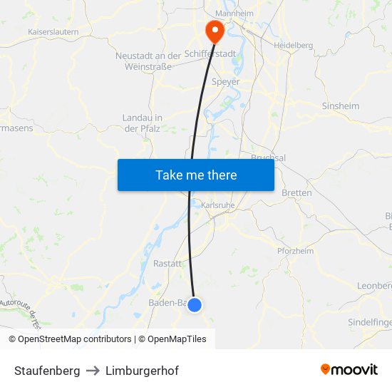Staufenberg to Limburgerhof map