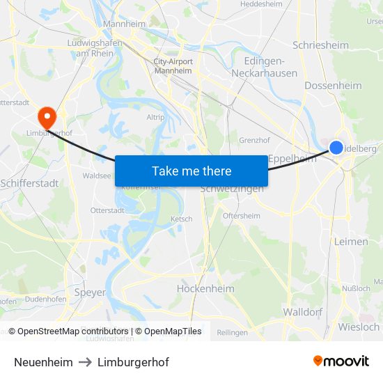 Neuenheim to Limburgerhof map