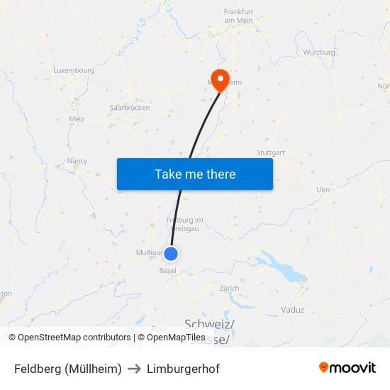 Feldberg (Müllheim) to Limburgerhof map