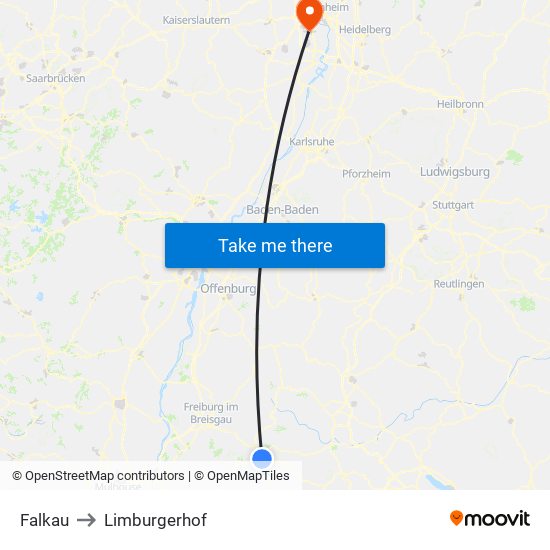 Falkau to Limburgerhof map