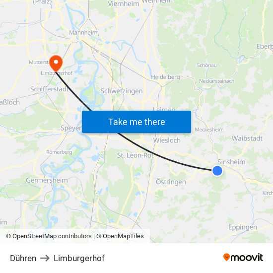 Dühren to Limburgerhof map