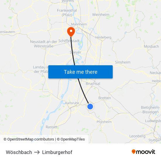 Wöschbach to Limburgerhof map