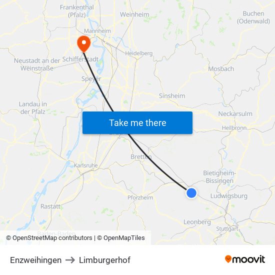 Enzweihingen to Limburgerhof map