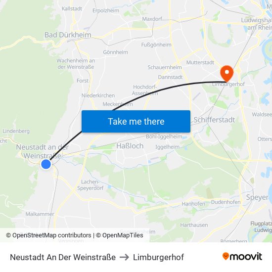Neustadt An Der Weinstraße to Limburgerhof map