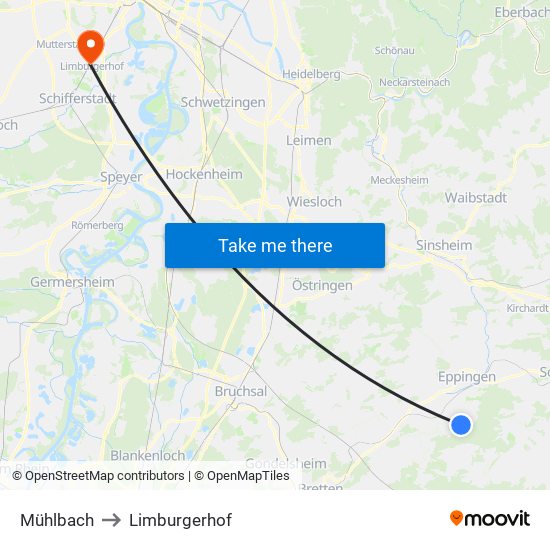Mühlbach to Limburgerhof map