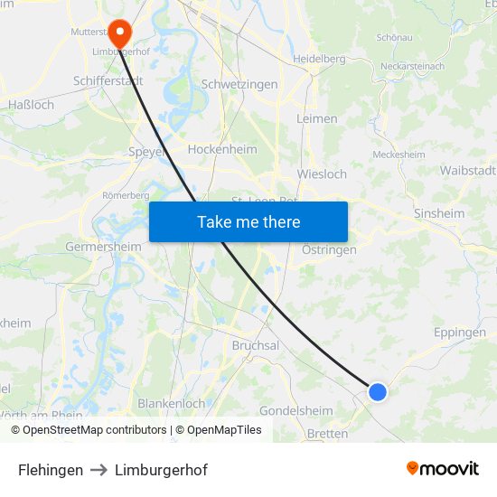 Flehingen to Limburgerhof map