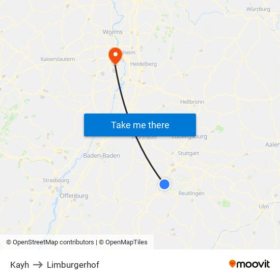 Kayh to Limburgerhof map