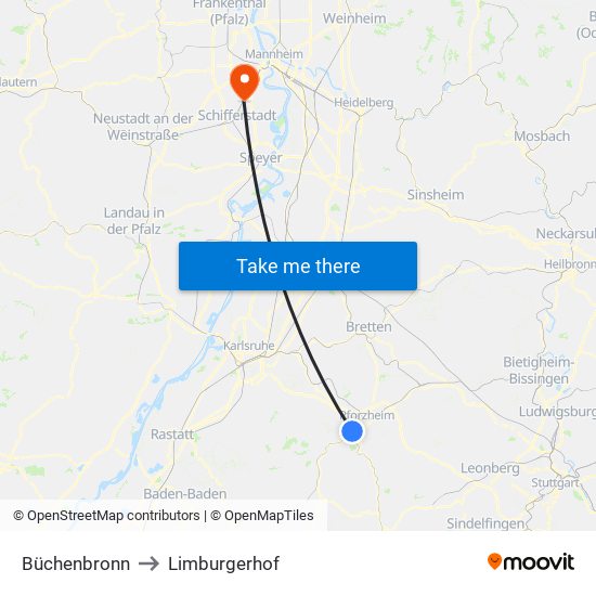 Büchenbronn to Limburgerhof map