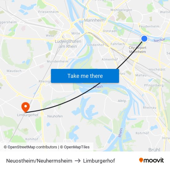 Neuostheim/Neuhermsheim to Limburgerhof map