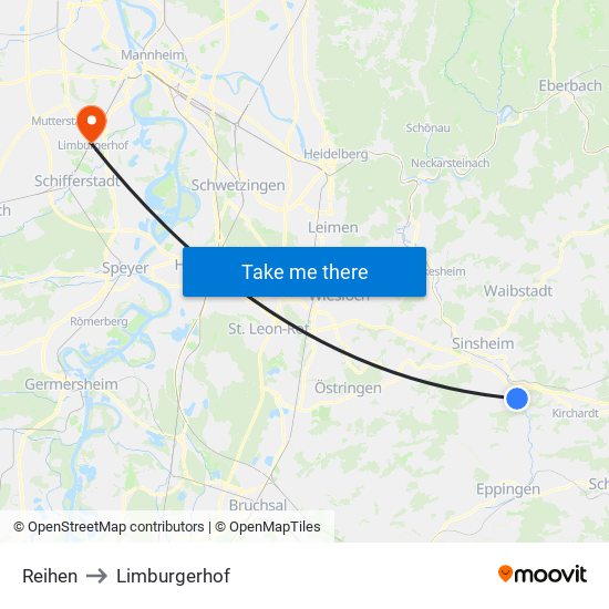 Reihen to Limburgerhof map