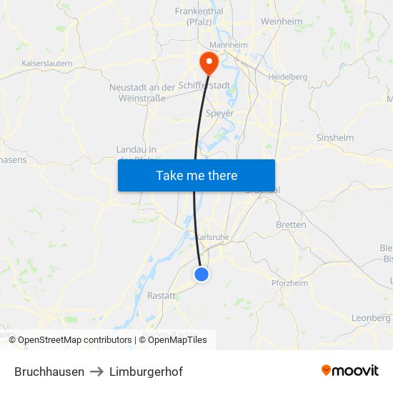 Bruchhausen to Limburgerhof map