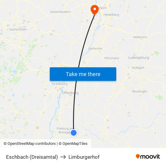 Eschbach (Dreisamtal) to Limburgerhof map