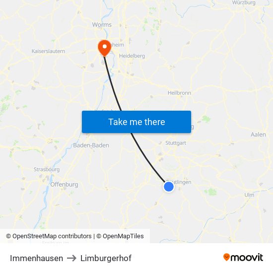 Immenhausen to Limburgerhof map