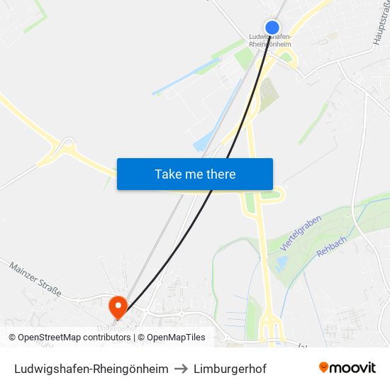 Ludwigshafen-Rheingönheim to Limburgerhof map