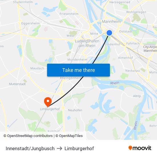 Innenstadt/Jungbusch to Limburgerhof map