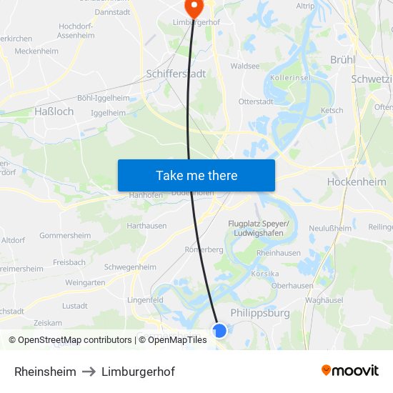 Rheinsheim to Limburgerhof map