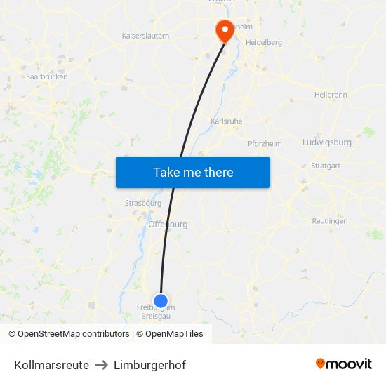 Kollmarsreute to Limburgerhof map