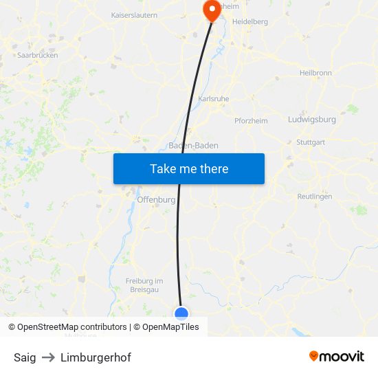 Saig to Limburgerhof map