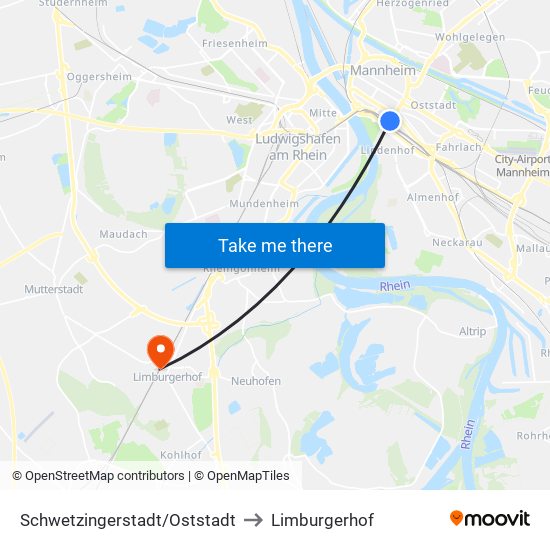 Schwetzingerstadt/Oststadt to Limburgerhof map