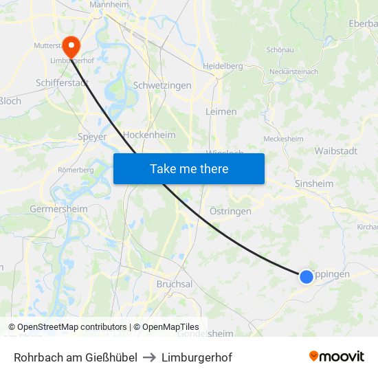 Rohrbach am Gießhübel to Limburgerhof map