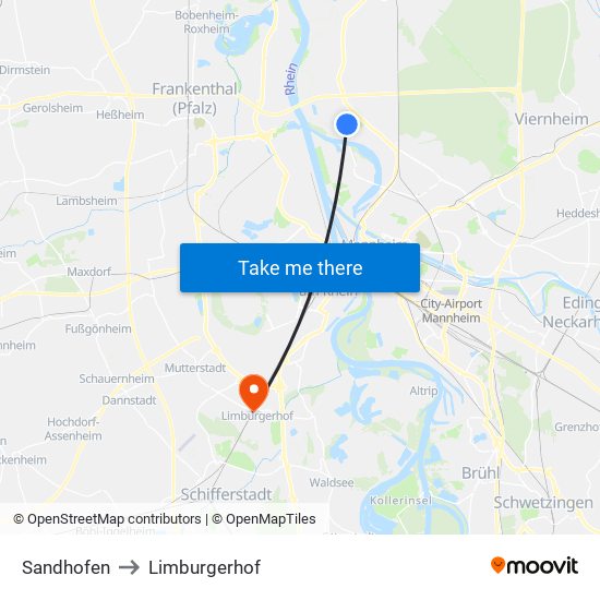 Sandhofen to Limburgerhof map