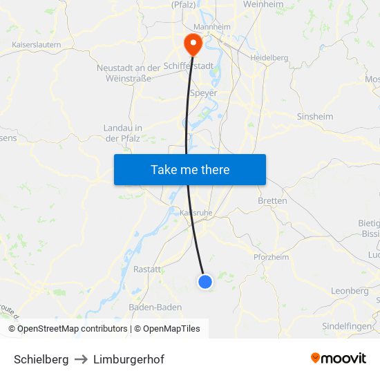 Schielberg to Limburgerhof map