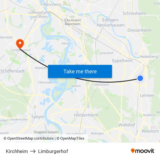 Kirchheim to Limburgerhof map