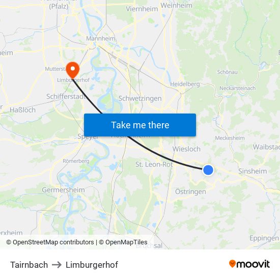 Tairnbach to Limburgerhof map