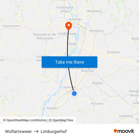 Wolfartsweier to Limburgerhof map
