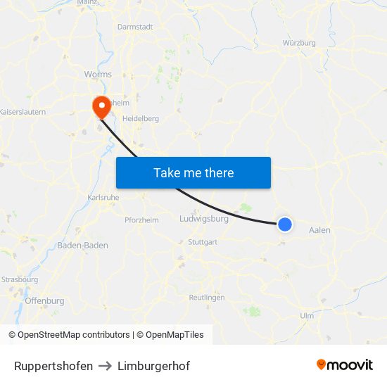 Ruppertshofen to Limburgerhof map