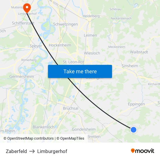 Zaberfeld to Limburgerhof map