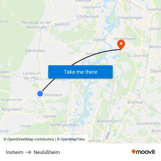 Insheim to Neulußheim map