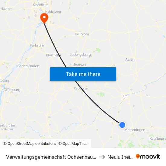 Verwaltungsgemeinschaft Ochsenhausen to Neulußheim map