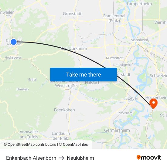 Enkenbach-Alsenborn to Neulußheim map