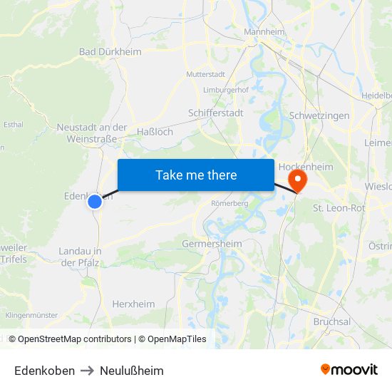 Edenkoben to Neulußheim map