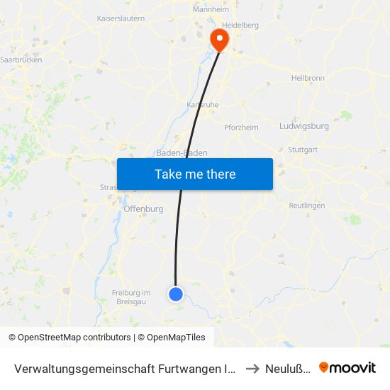 Verwaltungsgemeinschaft Furtwangen Im Schwarzwald to Neulußheim map