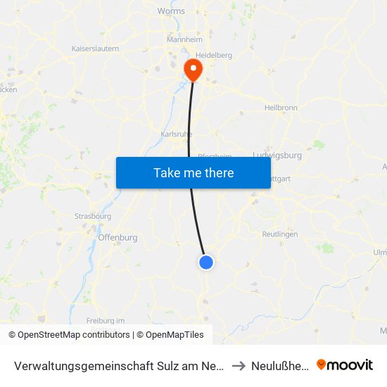 Verwaltungsgemeinschaft Sulz am Neckar to Neulußheim map