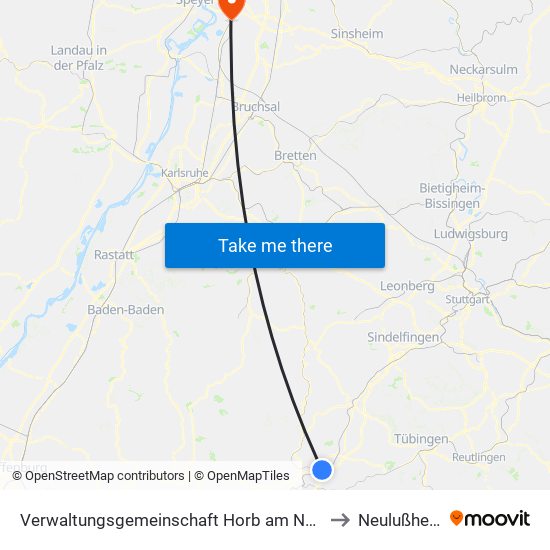 Verwaltungsgemeinschaft Horb am Neckar to Neulußheim map