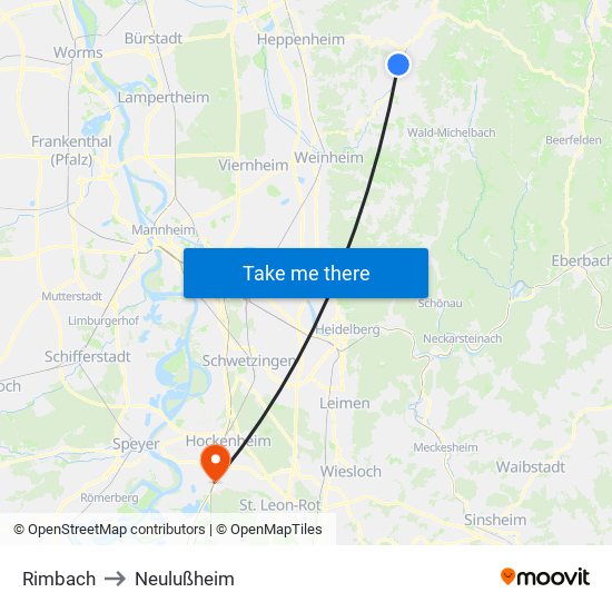 Rimbach to Neulußheim map