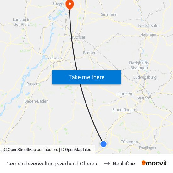 Gemeindeverwaltungsverband Oberes Gäu to Neulußheim map