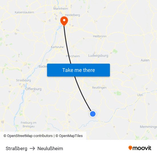 Straßberg to Neulußheim map