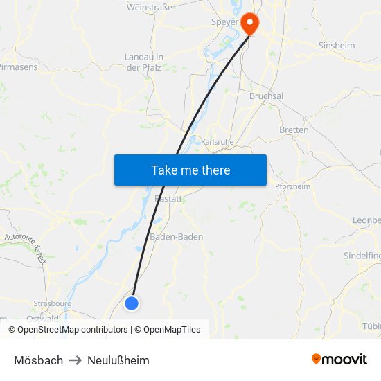 Mösbach to Neulußheim map