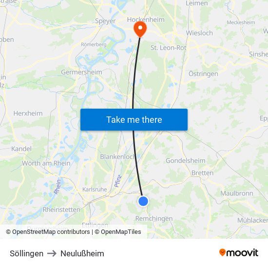 Söllingen to Neulußheim map