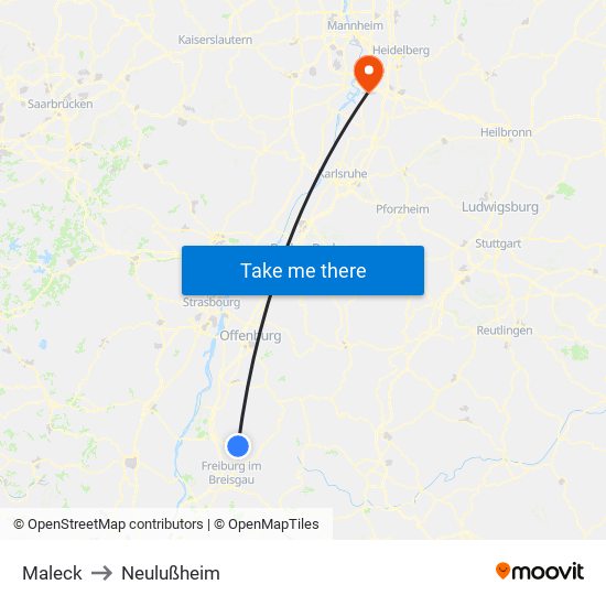 Maleck to Neulußheim map