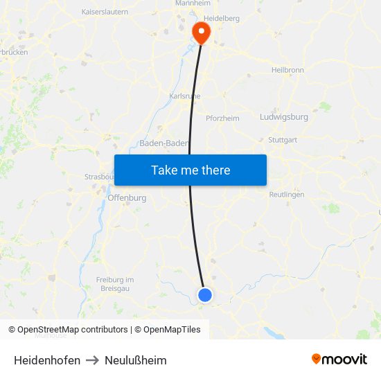 Heidenhofen to Neulußheim map