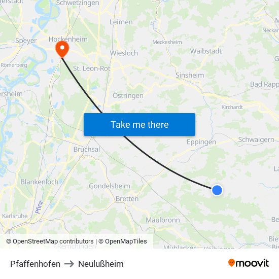 Pfaffenhofen to Neulußheim map