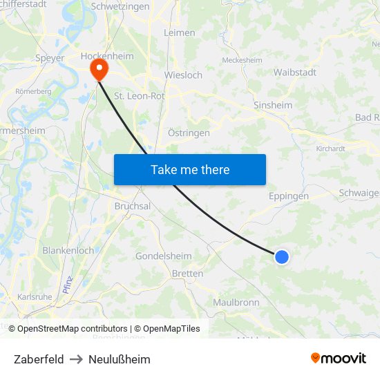 Zaberfeld to Neulußheim map