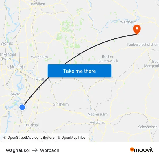 Waghäusel to Werbach map