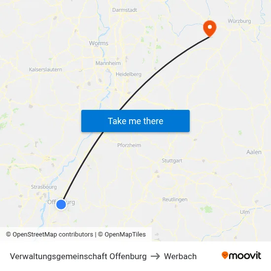 Verwaltungsgemeinschaft Offenburg to Werbach map