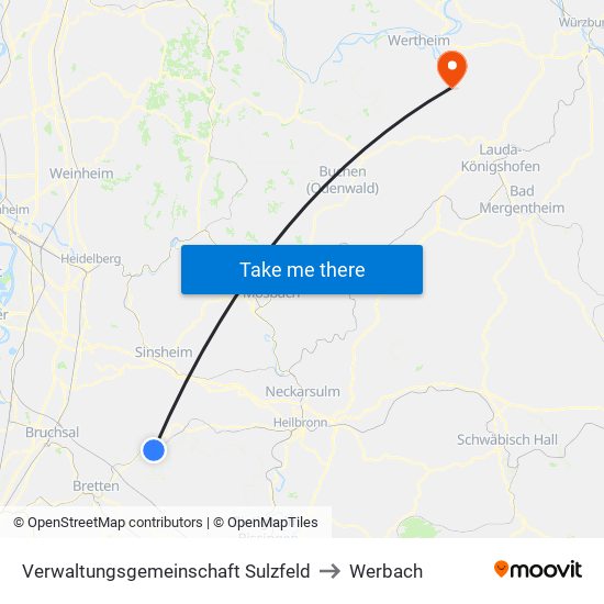 Verwaltungsgemeinschaft Sulzfeld to Werbach map